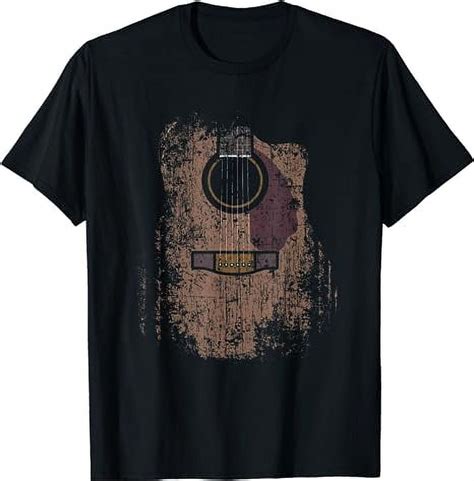 Distressed Acoustic Guitar Vintage Player Rock And Roll Music T Shirt