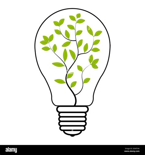 Light Bulb Tree Plant Inside Vector Light Bulb With Green Plant Symbol