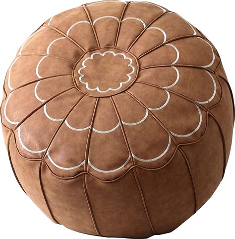 Amazon RISEON Boho Handmade Faux PU Leather Moroccan Pouf