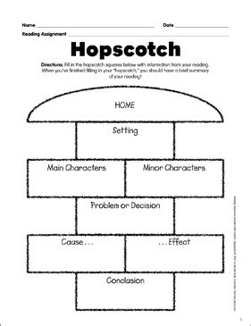 Hopscotch Reading Response Graphic Organizer Printable Graphic