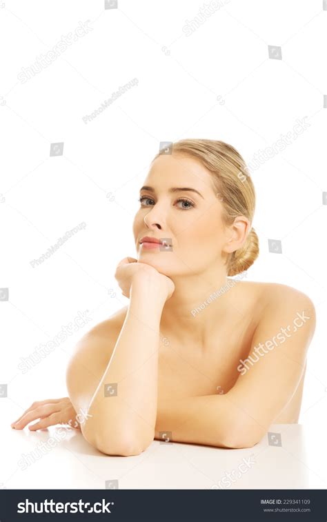Portrait Nude Woman Sitting Desk Holding Stock Photo 229341109 Shutterstock