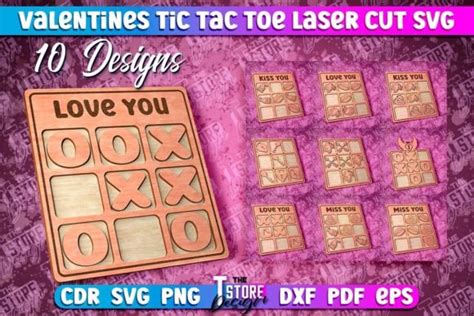 Valentines Tic Tac Toe Laser Cut Graphic By The T Store Design