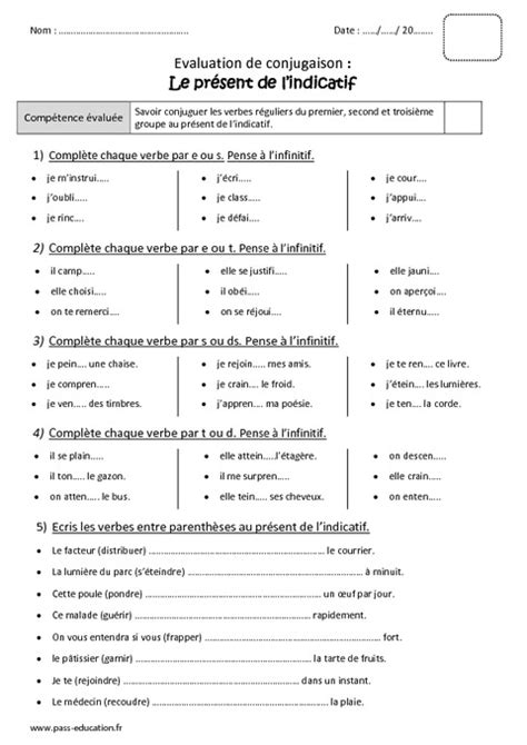 Exercice De Conjugaison Cm1 Fiches Conjugaison Bout De Gomme