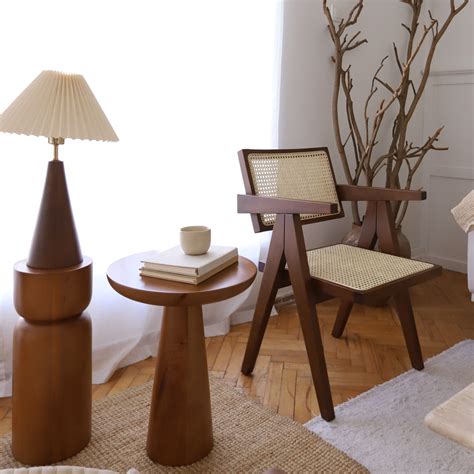 Tall Mushroom Coffee And Side Table Walnut Color Rafine Living