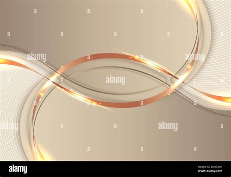 Abstract Template D Elegant Golden Wave Shape With Shiny Gold Ribbon