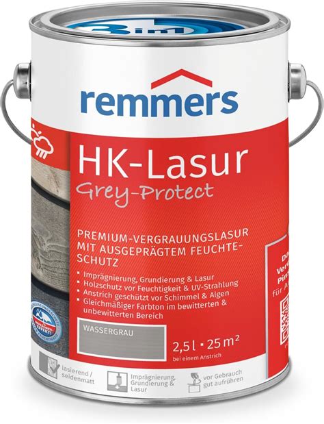 Remmers Hk Lasur In Grey Protect Wassergrau Liter Holzlasur F R