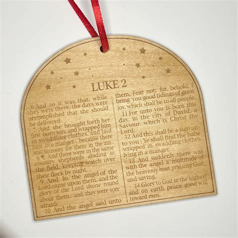 Wooden Nativity Ornament Luke 2 Bible Verse Ornament Christian