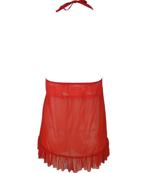 Sexy Red Chiffon Lace Halter Babydoll Lingerie Discreet Tiger