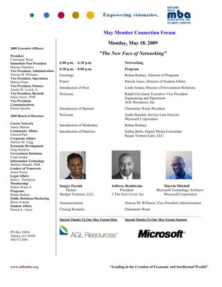 NBMBAA Forum Agenda 18 May09 The New Face Of Networking PDF