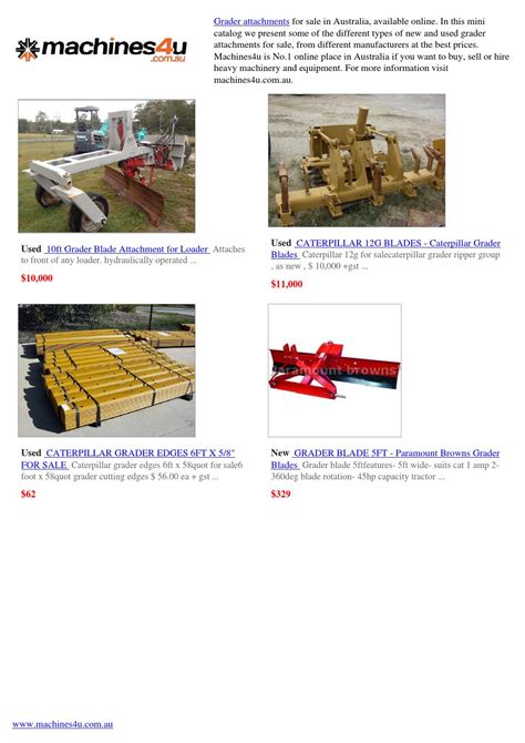 Grader Attachments Catalog by Machines4u - Issuu