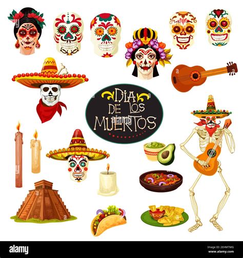 Symboles des fêtes traditionnelles mexicaines de dia de los Muertos