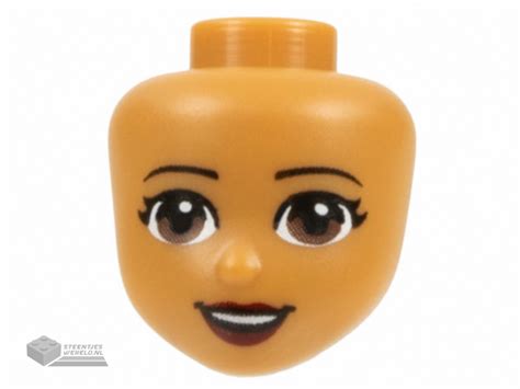 LEGO 37591 Mini Doll Head Friends With Reddish Brown Eyes Dark Red