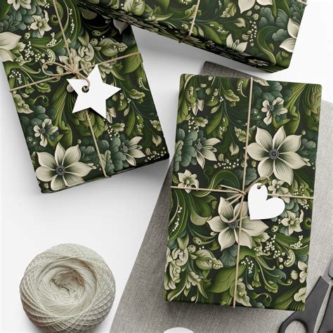 Green Wrapping Paper Vibrant Floral Gift Wrapping Paper - Etsy