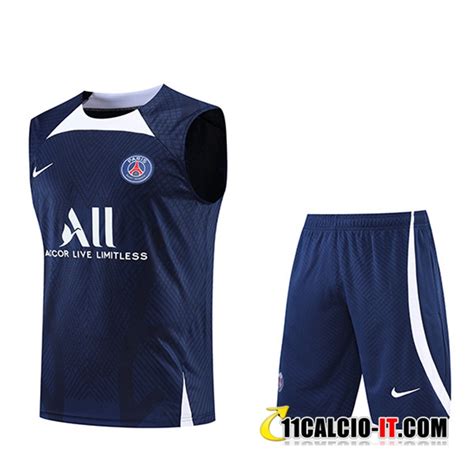 Creare Canotta Allenamento Pantaloncini Psg Blu Navy Bianco