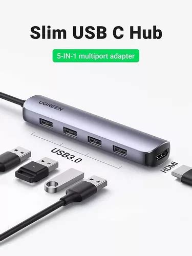 Hub Ugreen 5 Em 1 Multi Portas Tipo C 4x Usb 3 0 Hdmi Parcelamento