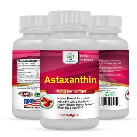 Astaxanthin 10mg 120 Softgels Powerful All Natural Antioxidant