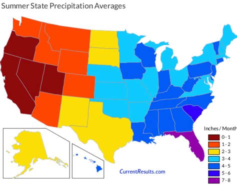 USA State Precipitation Mapped For Each Season - Current Results