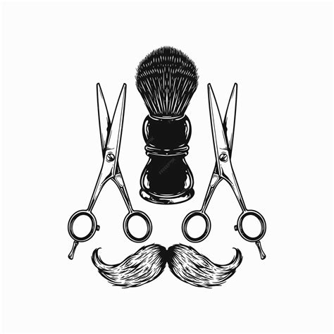 Premium Vector Set Of Vintage Monochrome Element Barbershop Vector Logo Design Concept