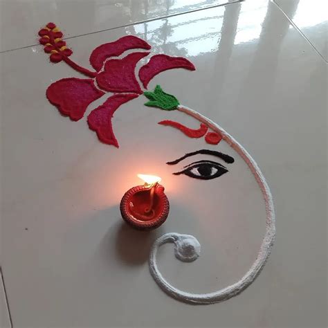 Ganesh Rangoli Designs With Flowers