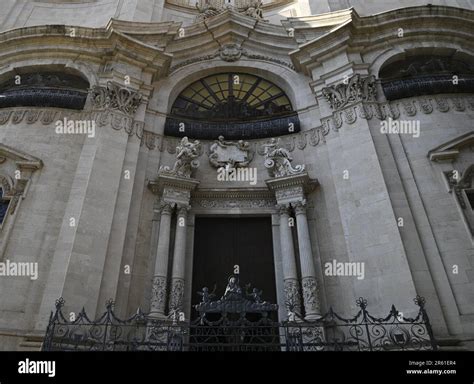 Scenic Facade View Of The Baroque Style Chiesa Della Badia Di Sant