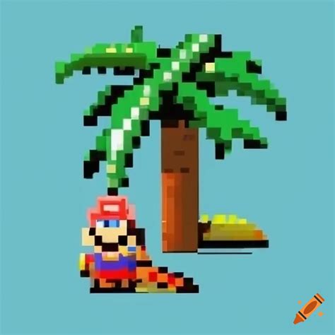 Bit Pixel Art Of Mario With A Palm Tree On Craiyon