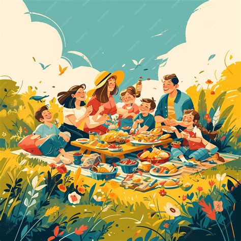 Premium Vector | Families Gather for Mothers Day Picnics