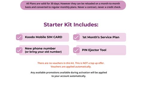 Koodo Mobile 4G Prepaid 30 75 Sim Card Starter Kit 4G LTE Network