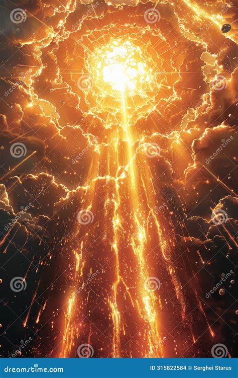 A Large Explosion In The Sky With A Bright Light Ai Stock Photo