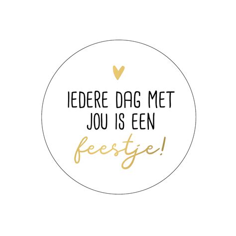 Wensetiket Folietiket Rond 40mm Iedere Dag Met Jou Is Een Feestje