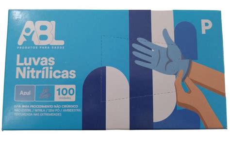 Luva Nitrílica Não Estéril Sem Pó Tam P Azul CX 100 ABL Luvas