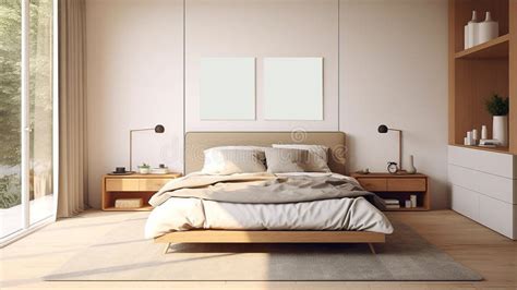 Generative Ai Illustration of a Scandinavian Minimalist Bedroom Stock ...