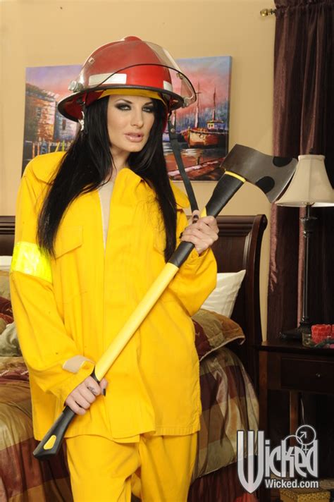 Brunette Babe In Black Boots Alektra Blue Taking Off Her Fire Uniform Porn Pictures XXX Photos