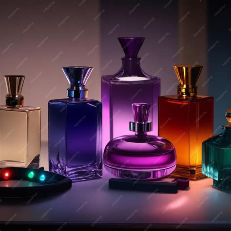 Premium Ai Image On A Table Different Perfume Glass Bottles Product