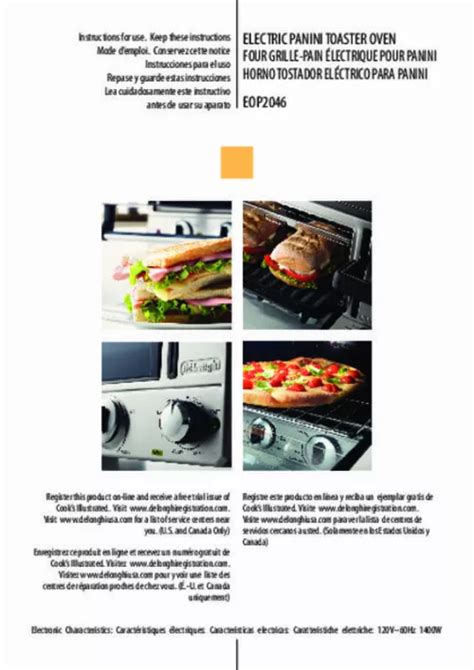 Notice Mini Four Delonghi Eop Panini Trouver Une Solution Un