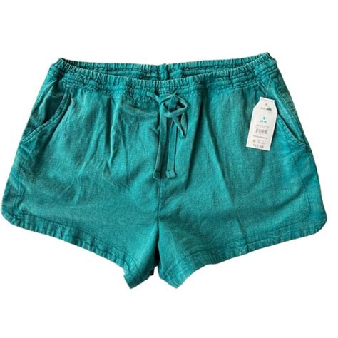 Time And Tru Womens Teal Drawstring Shorts With Elastic Waistband