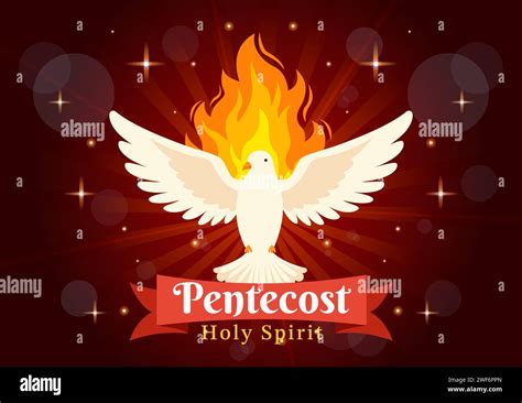 Pentecost Sunday Vector Illustration With Flame And Holy Spirit Dove In