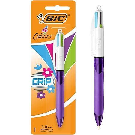 BIC 4 Couleurs Fun Stylos Bille Rétractables Pointe Moyenne 1 0 mm