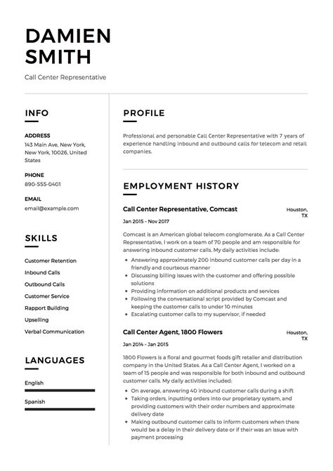 Call Center Representative Resume And Guide 12 Samples In Pdf 2019