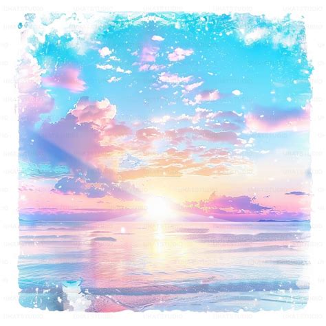 Sunset With Beach Scene Watercolor Clipart , 31 High Quality Images ...