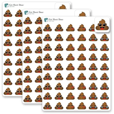 Poop Emoji Stickers / 54 Fun Vinly Stickers/Poop & Giggles/Emoticon ...