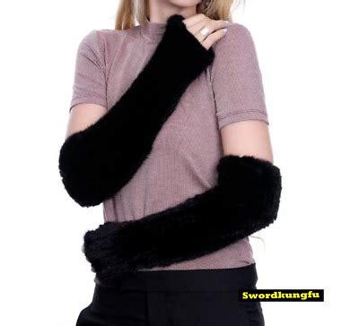 High Quality Knitted Fur Stretch Fingerless Mittens Real Mink Fur