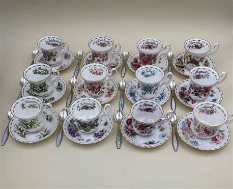 Complete Set Of Royal Albert Flowers Of The Month Cups Saucers