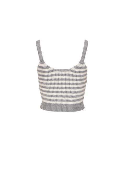 Jonathan Simkhai Braylee Heather Gray Multi Striped Knit Tank Top