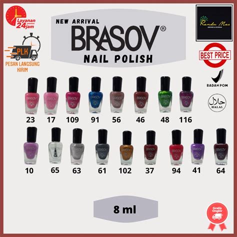Jual New Arrival Brasov Nail Polish Assorted Colour Kutek Cat Kuku Warna Nude Halal Murah Wanita