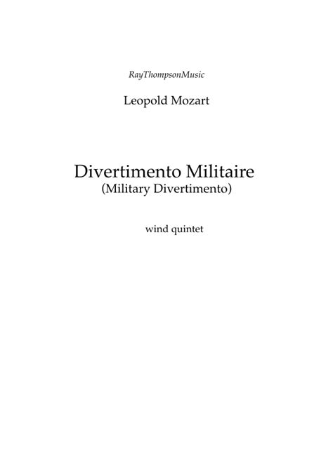 Leopold Mozart Divertimento Militaire Military Divertimento In D