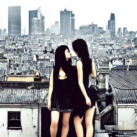 Two Goth Girls On City Rooftop Gorgeous Stable Diffusion Openart