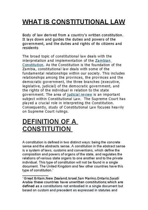 Constitutional Law Lecture 1 Notes What Is Constitutional Law Body Of