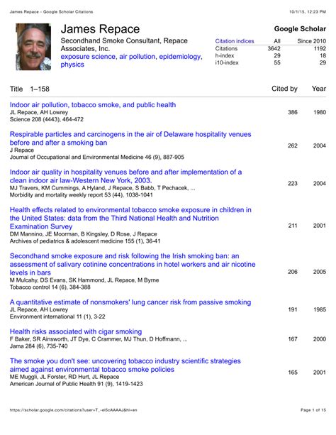 (PDF) James Repace - Google Scholar Citations Oct. 2015