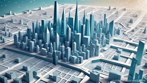 3D Star-studded Digital City Map | Stable Diffusion Online