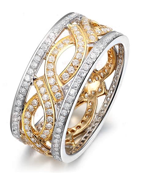 1 Carat Antique Diamond Wedding Ring Band In Two Tone White And Yellow Gold Jeenjewels